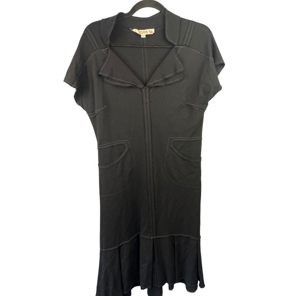 Aimee G Black Dress Exposed Seam Detailing SZL Unique Whimsical Artsy